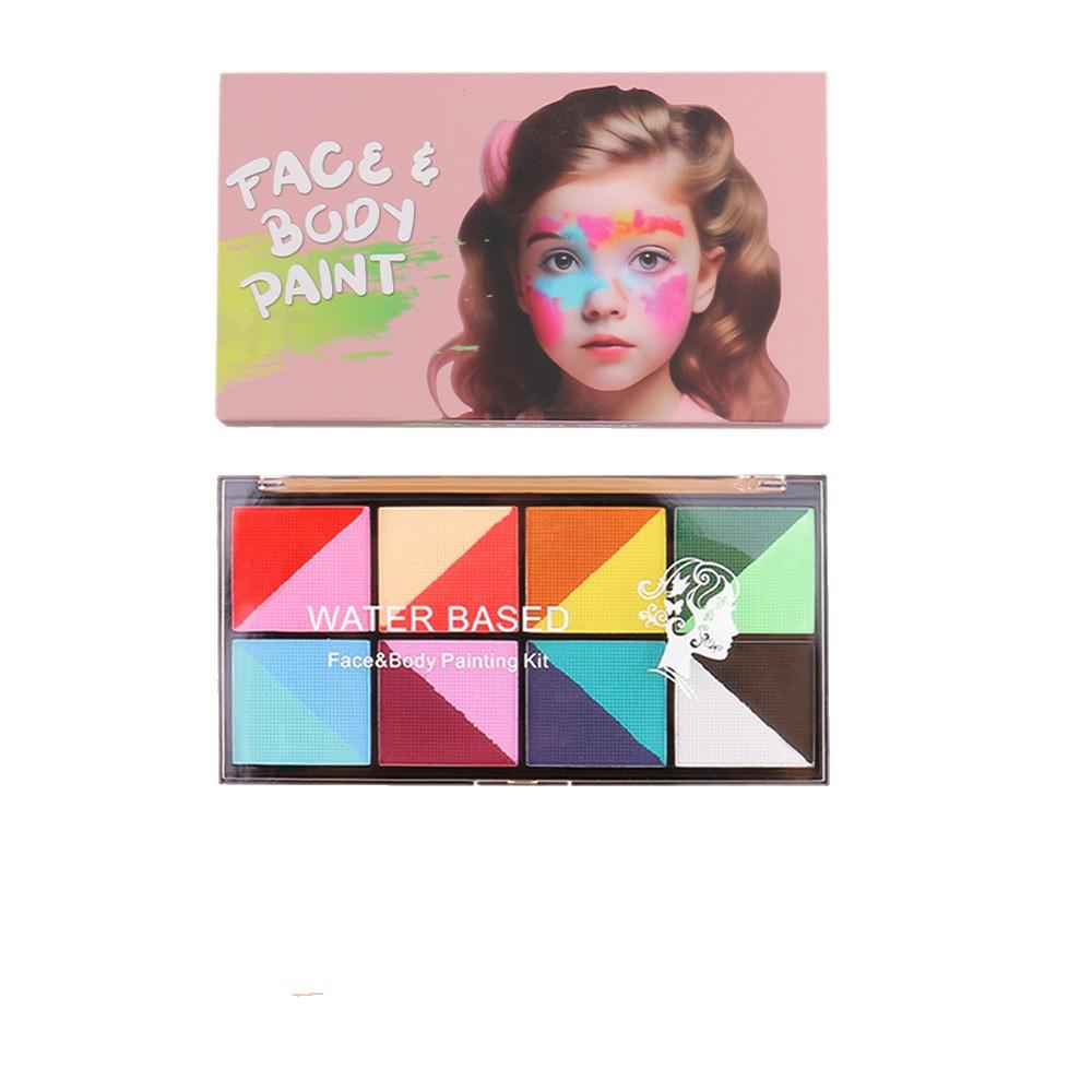 8 Color Split Water-Based Face Paint Palette for Kids Creative Face Painting Kit Non-Toxic Washable Party Stage Makeup