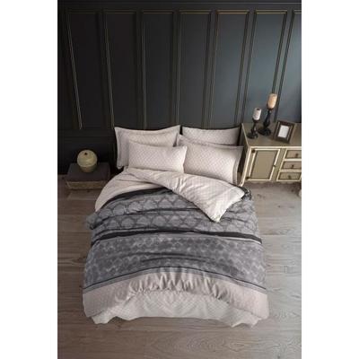 Sängklädesset - 1 påslakan 220 x 240 cm + 2 örngott 60 x 60 cm - 65% bomull, 35% polyester - Grå