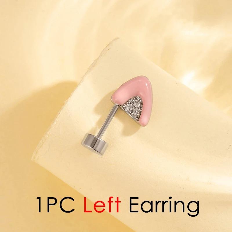 Modny Uroczy Kolczyk do Chrząstki Ucha w Kształcie Kociego Ucha Pływający Piercing Helix Stal Tytanowa Zawieszka Gwiazda Serce Cyrkonia Tragus Ucho Cyrkonia