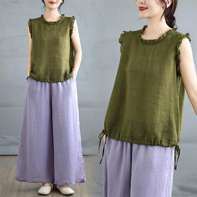 2025 Women's Ruffle Collar Sleeveless Vest – Cool, Versatile, and Comfortable