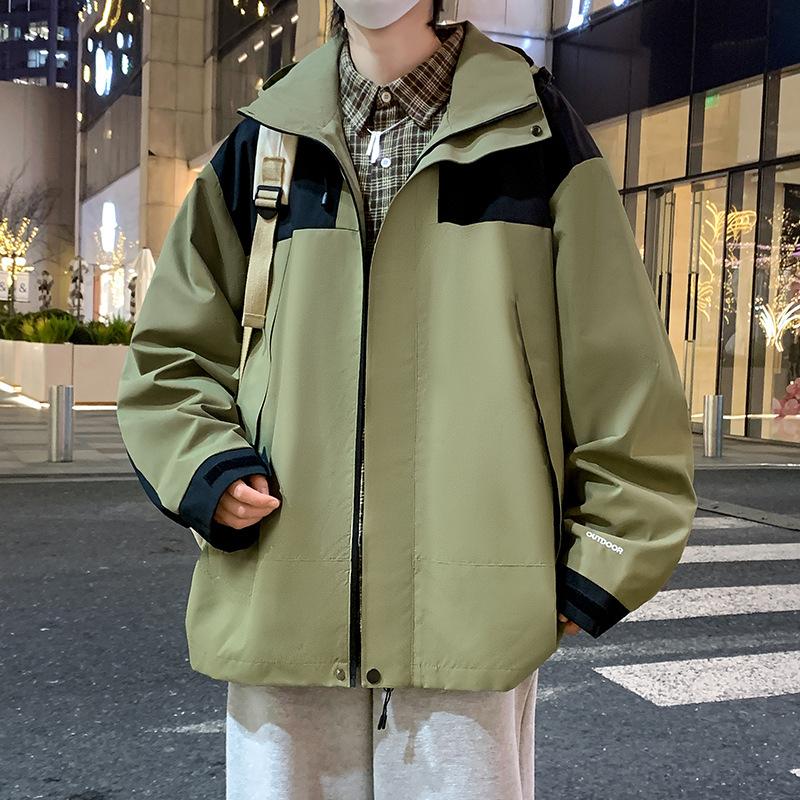 Spring and Autumn New Men's Korean Version Contrast Color Hooded Multi-Pockets Stylish Couple Internet Celebrity Same Style Fashion Jacket