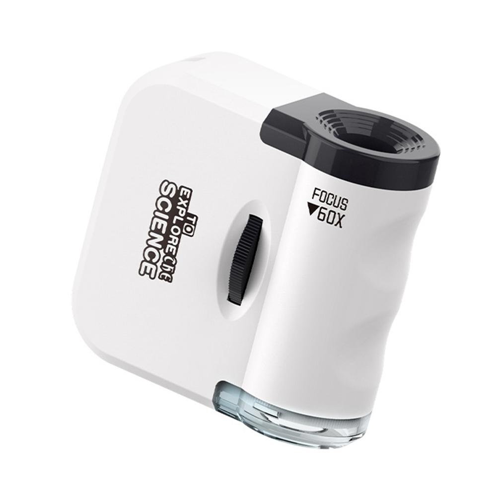60X MicroMini Portable Microscope with UV Handheld Microscope with LED Flashlight Mini Microscope for Student Science Lab