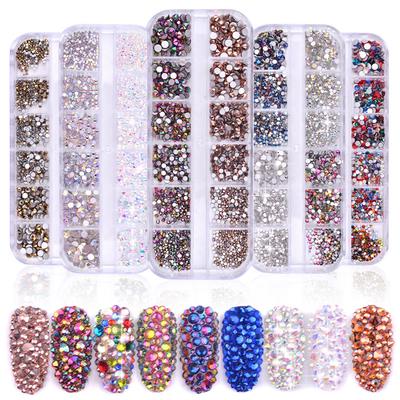Nail Art Jewelry Set, High Silver Flat Bottom Diamond Ab Water Diamond Shiny Diamond Strip Box 1440 Pcs