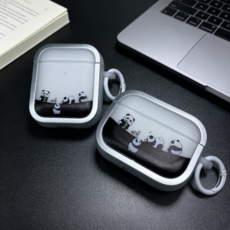 Cartoon Electroplated Photo Frame Mountain Panda for Apple Bluetooth Headset Case AirPods1 Bluetooth Pro1/1
