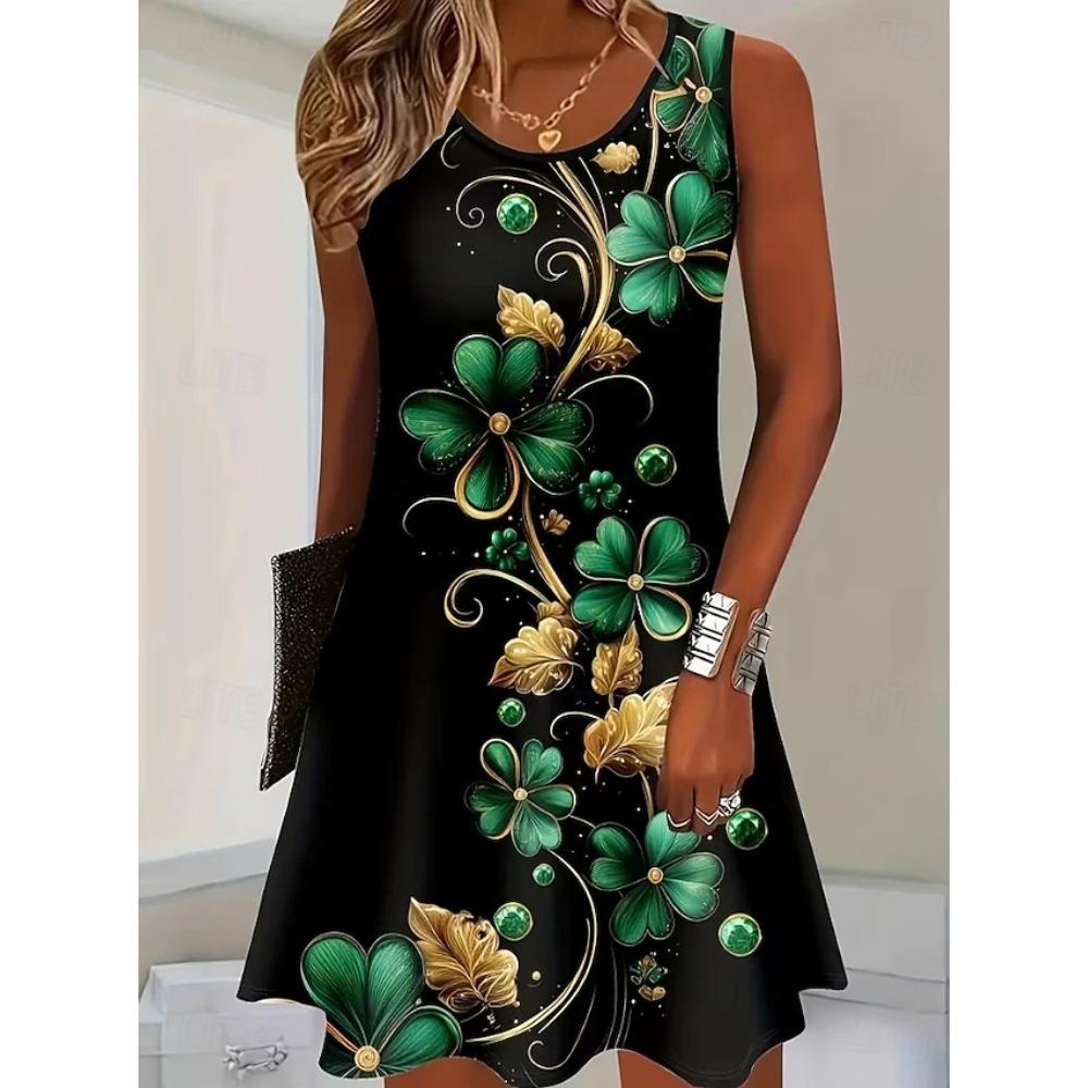 Women's Mini Dress Sun Dress A-line Dress Summer Dress Vacation Casual Daily Fit Flower Pattern Abstract Sleeveless U-Neck