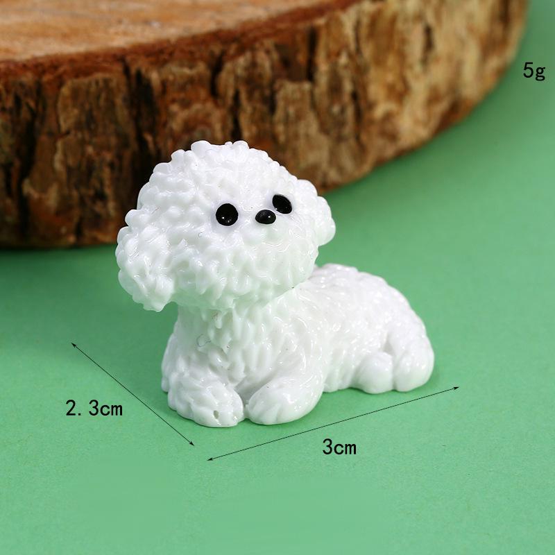 Luminous Bichon Frise Micro Ornament - DIY Resin Jewelry & Car Décor