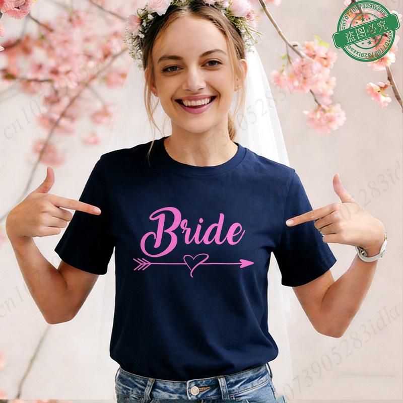 Team Bride Squad Matching T-Shirts, Arrow Heart Graphic Tees, Short Sleeve O Neck Tops for Bachelorette Party & Bridal Shower