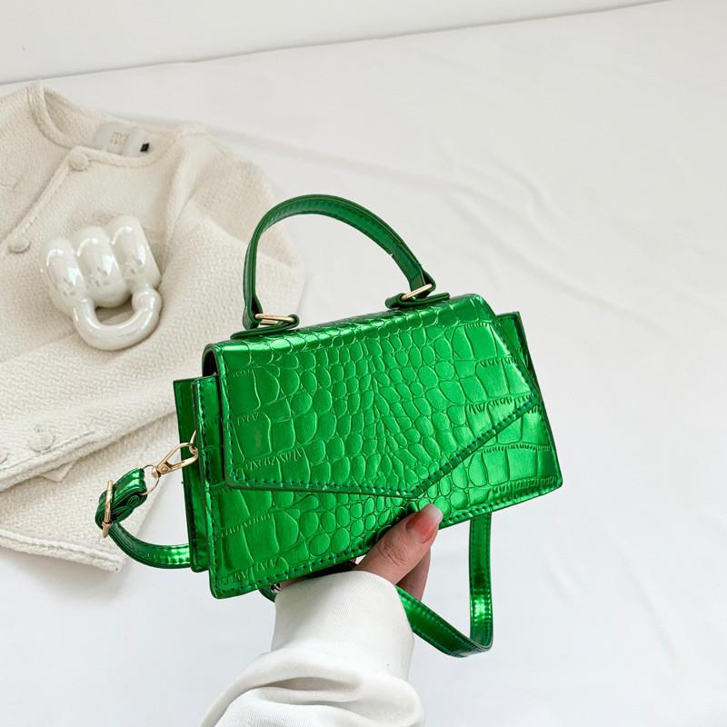 Stylish Casual Pu Crossbody Bag For Women 2023 Chic Street Style Medium Square Handbag Green