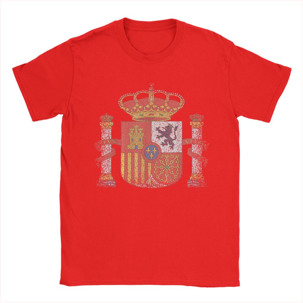 Mens TShirts Spain Coat of Arms Spanish Map Vintage Pure Cotton Tees Short Sleeve T Shirt Round Collar Clothing Gift Idea