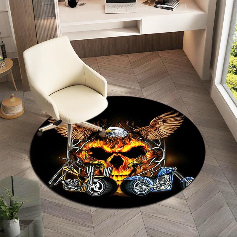 Gang violence Motorcycle enthusiasts Hells Angels Motorcycle Club circular carpet is soft, home, bedroom, door mat decoration, and non slip carpet E5