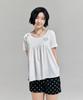 AWESOME STUDIO Kitsch Embroidered Shirred T-Shirt Ivory