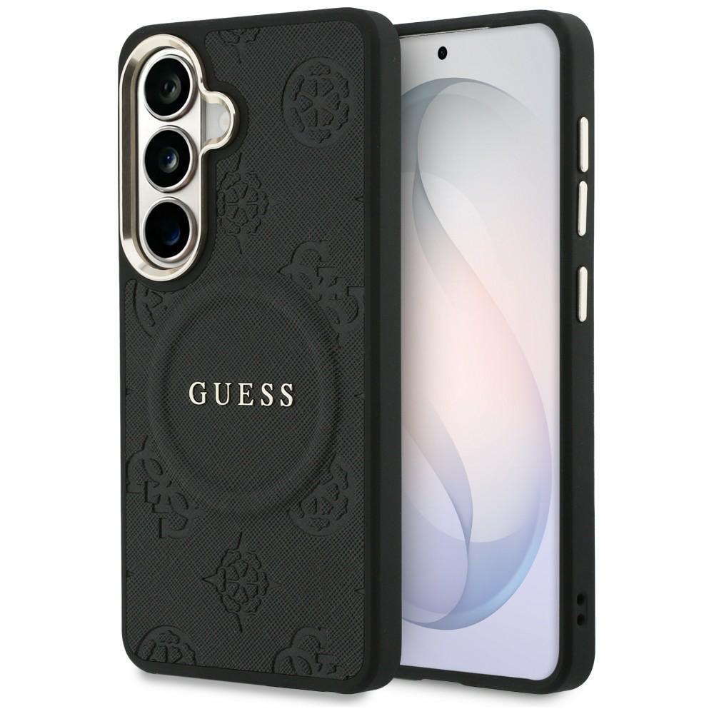 Guess Saffiano Peony Embossed Ring MagSafe case for Samsung Galaxy S26 black