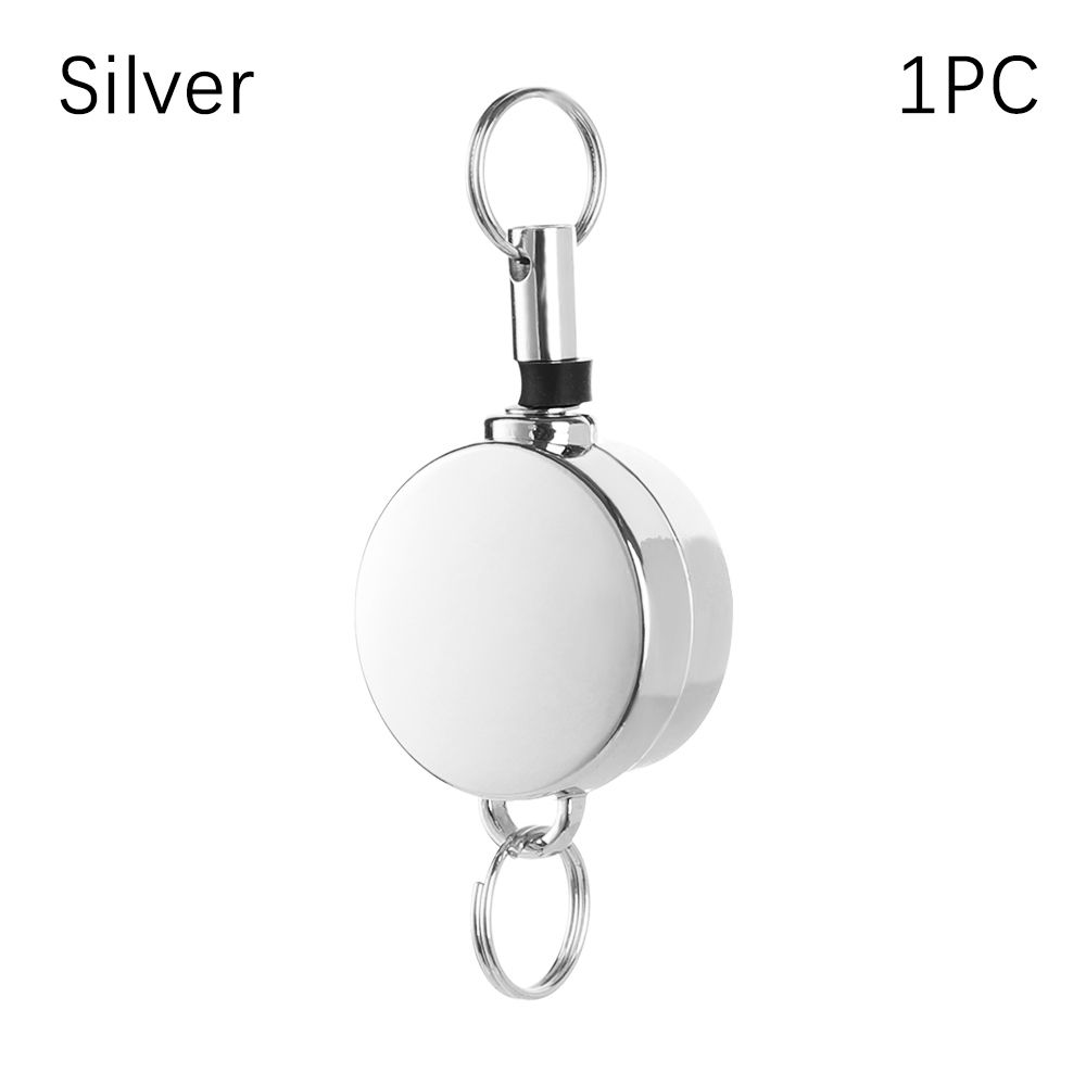 Key Ring ID Lanyard Keychain Belt Metal Badge Holder Retractable ID Card Badge Reel Chrome Work Card Keychain