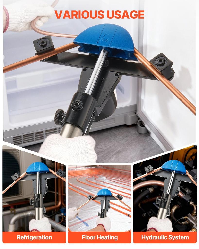 Hydraulischer Rohrbiegesatz, 6 mm bis 22 mm, Kupferrohrbieger, Vorwärts-/Rückwärts-HVAC-Biegewerkzeug, mit 7 farbigen Aluminiumlegierungsformen, für HVAC
