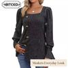 Women's Fashion Casual Long Sleeve Square Collar Blouses & Shirts
