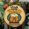 2D Flat 1pc, 8x8 In, Aluminum Metal Decorative Signs & Plaques, Enjoy Good Beer with Friends, Creative Gifts, Bedroom Decor, Stylish Minimalist