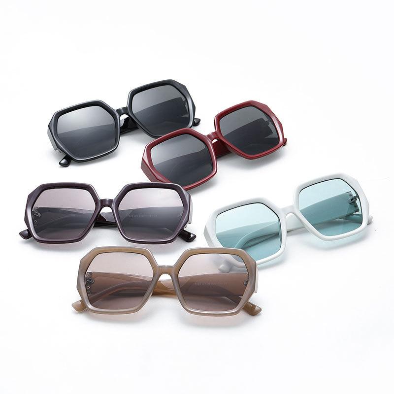 Classic slim large frame polygonal sunglasses women street shot concave shape sunscreen sunglasses