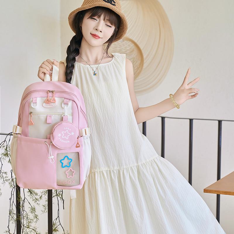 Korean sweet schoolbag girls junior high school students simple versatile backpack large capacity backpack leisure travel backpack