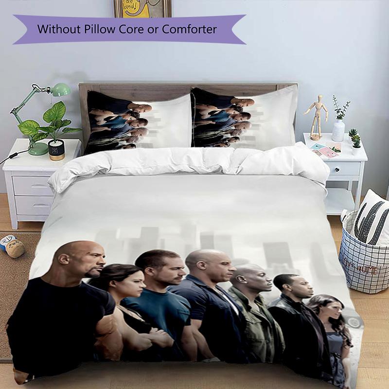 3pcs Fast and Furious Pattern Bedding Set Duvet Cover Set Includes Duvet Cover &pillowcases, Perfect All Season Bedroom Decoration & Gift