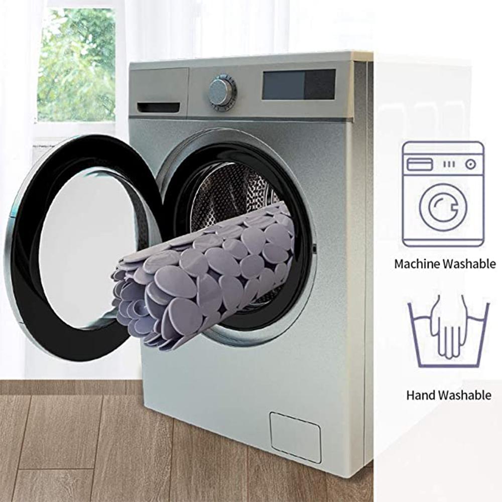 Non-Slip Pebble Bathtub Mat Machine Washable Eco PVC Bathroom Mat With Drain Holes Suction Cups Deep Foot Massage Shower Mat