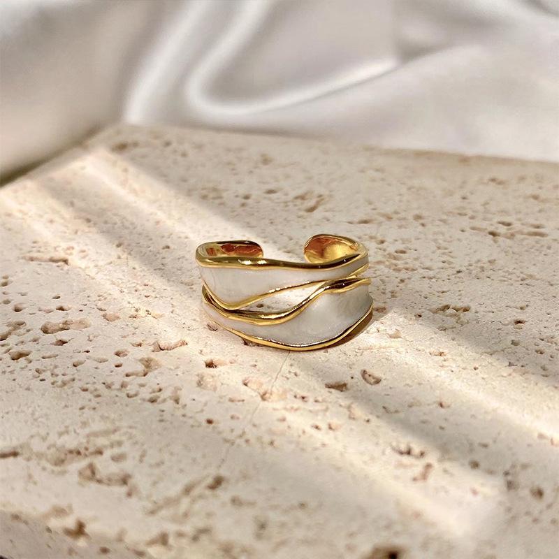 French Drip Glaze Irregular Double Layer Open Ring - Women's Fashion Statement Ring