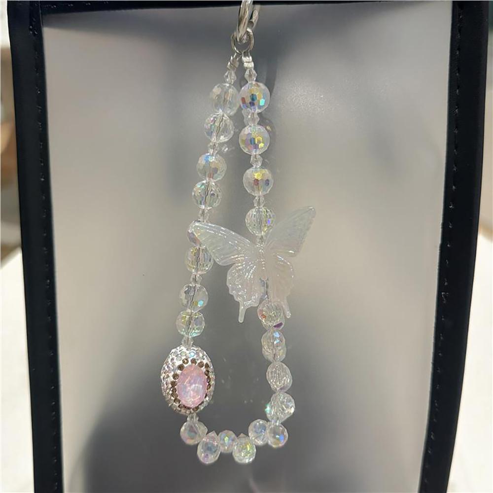 Luxury Bling Butterfly Diamonds Crystal Phone Chain For iPhone Accessrioe Strap Gift Girl Hanging Decor Keyring Cord Lanyard