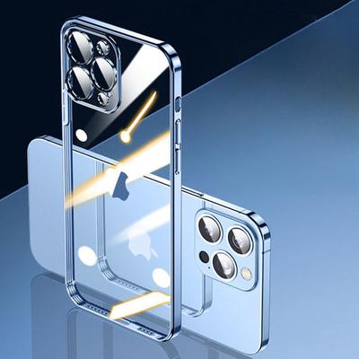 Suitable for Apple 16 Phone Cases, Electroplated with Lens Film, Iphone15Promax Transparent Case, 13/14 Full Package, Simple and Easy
