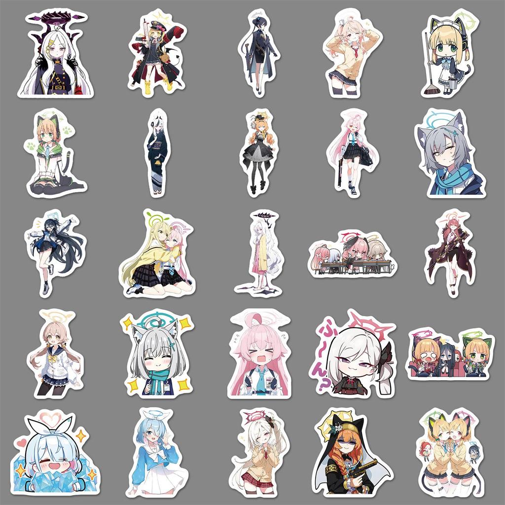 50 Game Blue Archive Stickers: Waterproof Cartoon Characters for Phone Cases