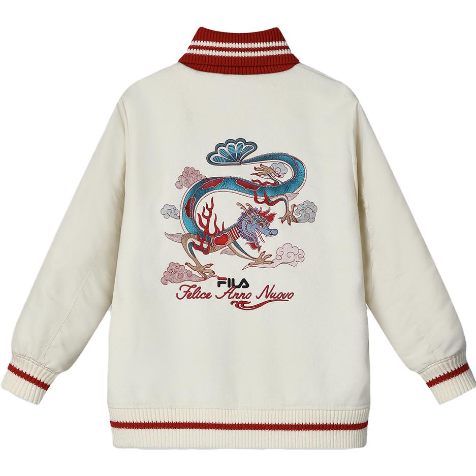 Fila Da Da Long New Year Series Casual Color Pattern Jacket 2024 Spring Men Jacket Ceramic-White F11W419902F-IV