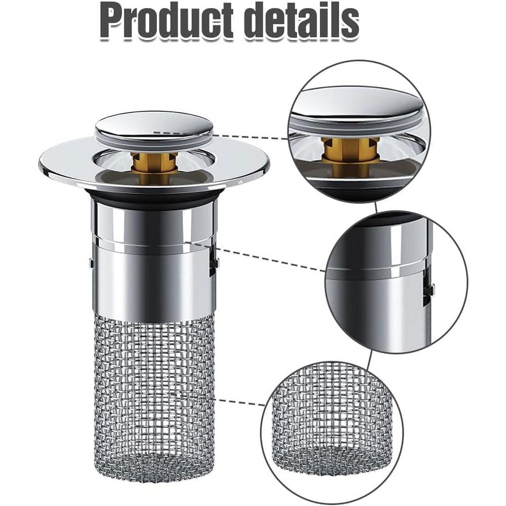 Bathroom Sink Hair Stopper, Pop-Up Sink Drain Strainer, Replacement for American Bathroom Sink Stopper (2 Pack)