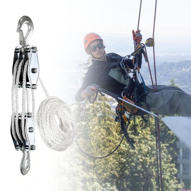 Block And Tackle Rope Pulley Hoist Lifting Power Multifunctional Heavy Duty Pulley System Metal Sheave With 1100/2200Lbs