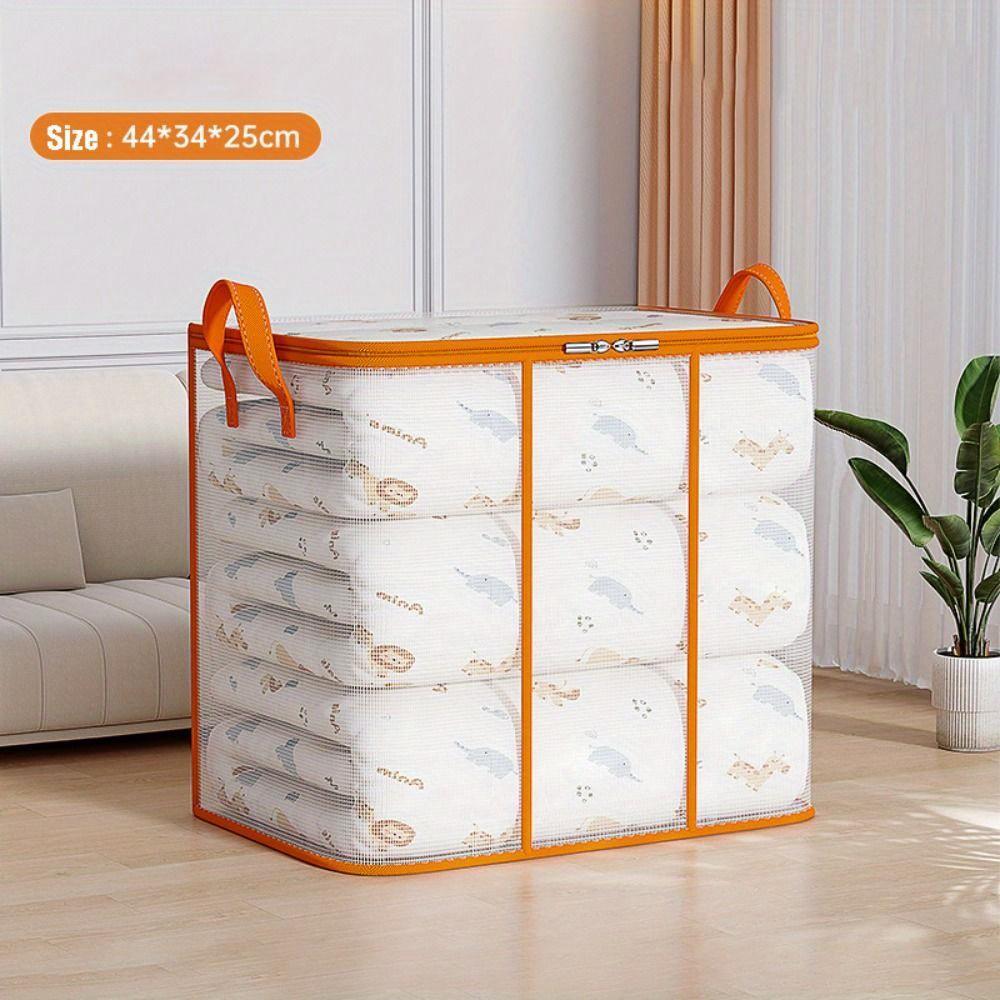 Large Capacity Foldable Storage Bag Transparent Zippered PVC Quilts Storage Bag Moisture Proof Dust-proof Closet Organizer Home