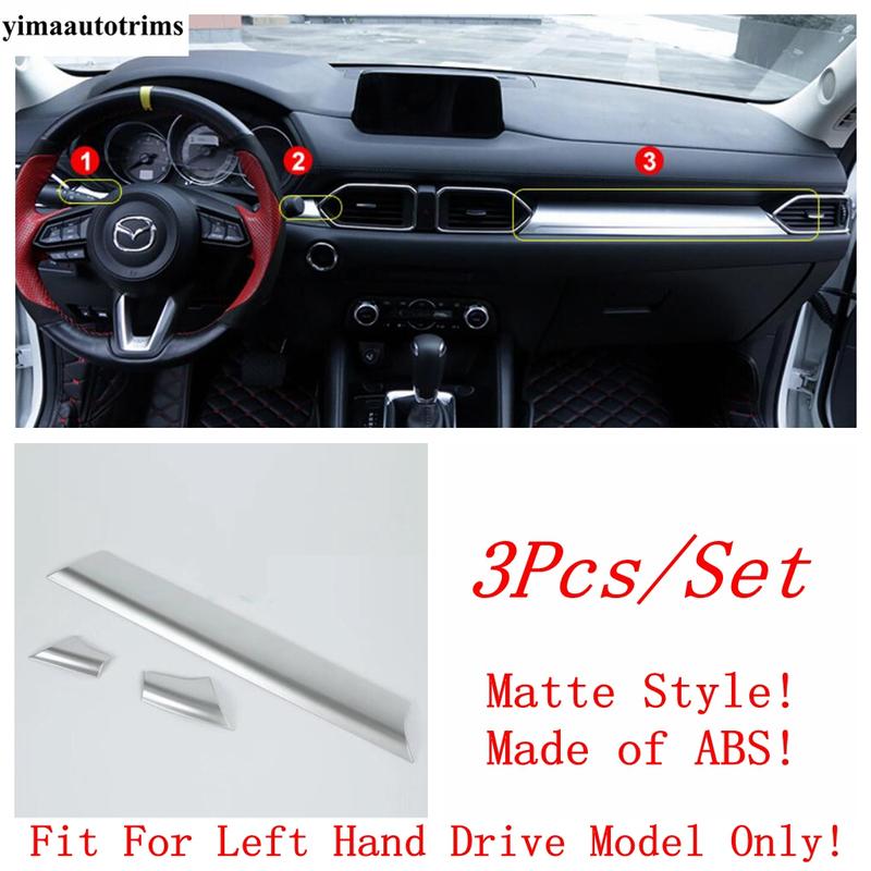 Car Accessories Central Control Dashboard Panel Strip Decor Cover Trim For Mazda CX-5 CX5 2017 - 2024 Carbon Fiber Look / Matte