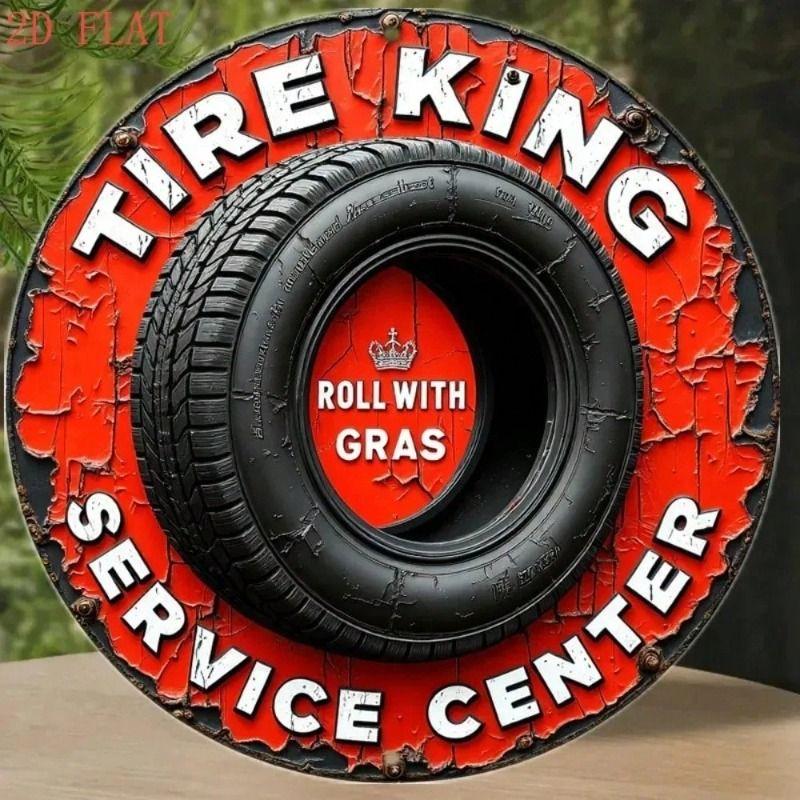 

Metal Wall Art King 8 Inch Round Sign Garage Decor