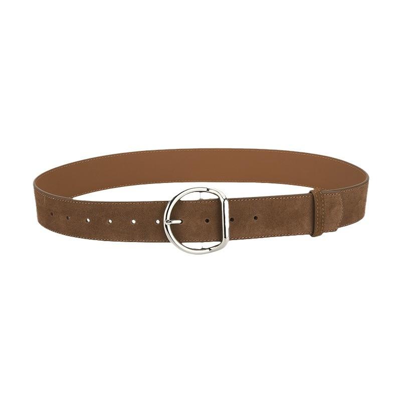 Retro Matte Leather Women's Belt, Fashionable Simple Reverse Velvet Versatile Match with Jeans High-end Decorative Belt for Women