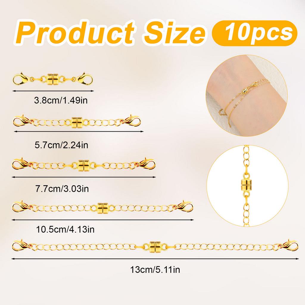 Set of 10 Magnetic Jewelry Clasps for DIY Bracelets with Chains