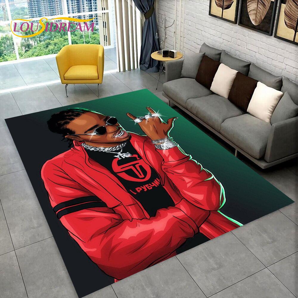 Tappeto Area Hip Hop Art Rapper Leggenda Star, Tappeto per Casa Soggiorno Camera da Letto Bambini Divano Zerbino Decorazione, Tappetino Antiscivolo
