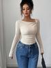 Women's European & American Style Slim Fit Solid Color Knit Base Layer Top - Autumn & Winter Collection