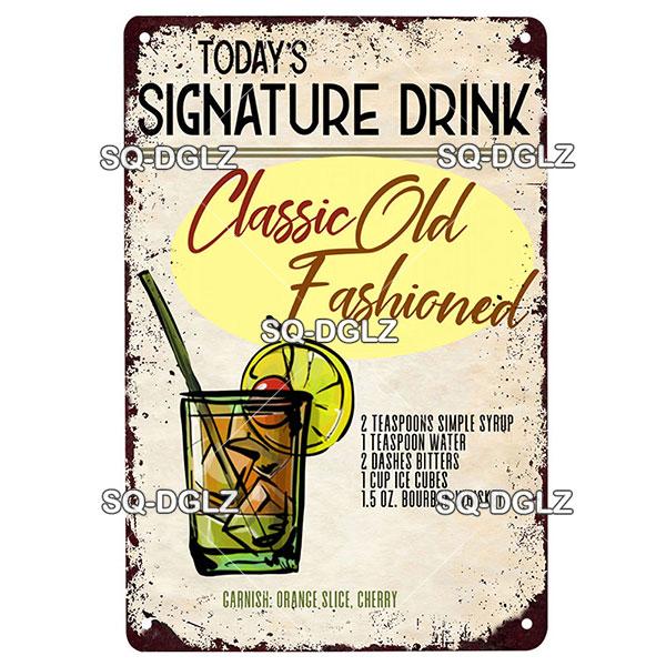 SQDGLZDrink Specials Metal Sign Vintage Plaque Plate Wall Decor For Pub Bar Cocktail Recipes Tin Sign Whiskey Menu Poster