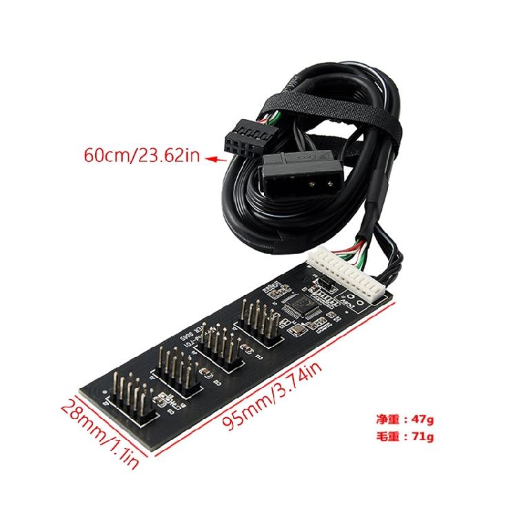 Motherboard 9 Pin USB Header Splitter Male 1 to 4 Extension Splitter Cable Desktop Card 9Pin USB 2.0 Connector Adapter