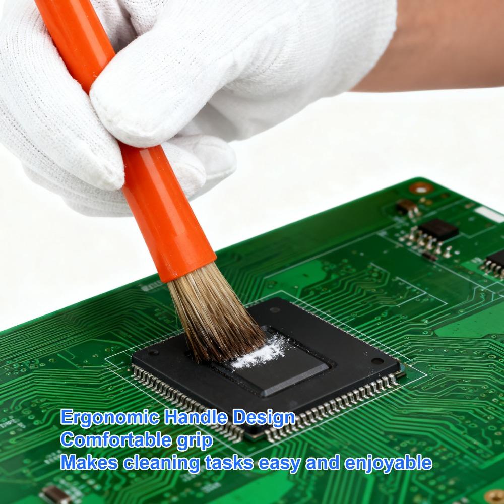 Anti-static Cleaning Brush Double Head Horse Hair Brush Steel Wire Brush Electronic Maintenance