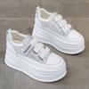 Niche little white shoes women's summer new inner height increase platform women's shoes breathable mesh sports and leisure board shoes