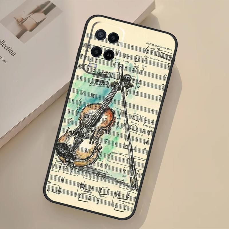 Violin Piano Case For Oppo A5 Pro A15 A17 A57 A77 A18 A38 A58 A78 A98 A96 A76 A16 A94 A74 A54 A40 A60 A80