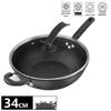 Non-Stick Maifan Stone Wok - Oljefri Stekpanna för Gas- & Induktionsspisar, Universell Design med Platt Botten