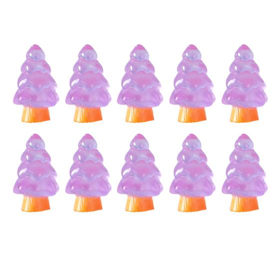 10 stk Mini juletredekorasjon Glow in The Dark Harpikshåndverk gjør-det-selv-dukkehus Snøhage Desktop Miniatyr juletrepynt Feriedekor