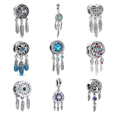 Avrupa yeni 925 ayar gümüş aşk kalp Dream Catcher Charms boncuk Fit orijinal moda bilezikler kadın kolye takı muska