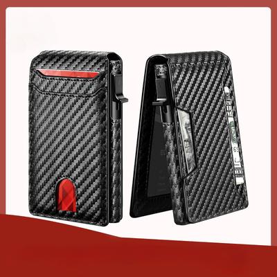 Flip Wallet Leichtes tragbares RFID-Anti-Diebstahl-Kartenetui für Herren aus Mikrofaser und Kohlefaser, multifunktionaler Kartenhalter