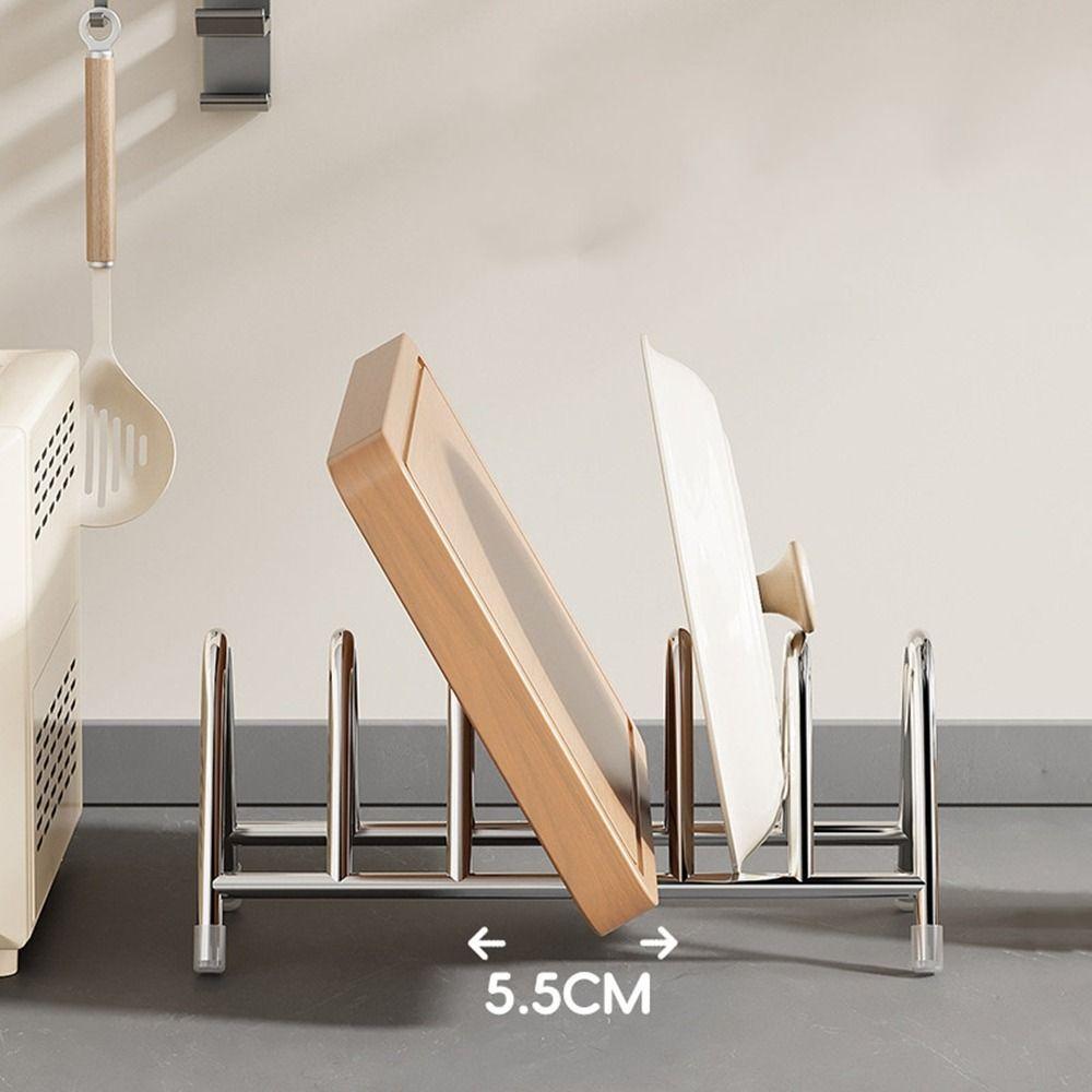 Vertical Pot Lid Holder Rustproof Cutting Board Holder Pot Lid Storage Rack  Kitchen