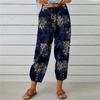 Women Linen Capri Pants Wide Leg Drawstring Cropped Pants