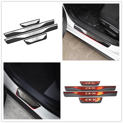 For Mazda CX-30 CX30 Door Sill Scuff Plate Protector Cover Guard Pedal Trims Car Styling Accessories